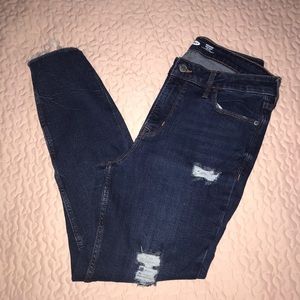 High-Rise Distressed Dark Wash Jeans - Old Navy